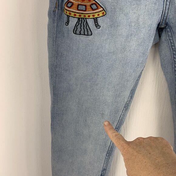 Billionaire Boys Club BBC Mens 32 Infinity Jeans Grunge Embroidered Distressed - Picture 5 of 8